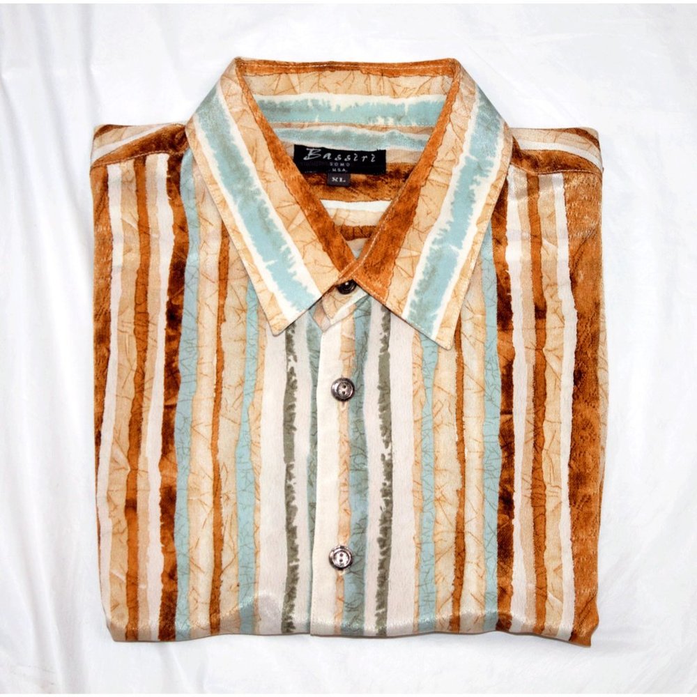 Bassiri Uomo USA Mens Short Sleeve Button Shirt Ca - Picture 4 of 6